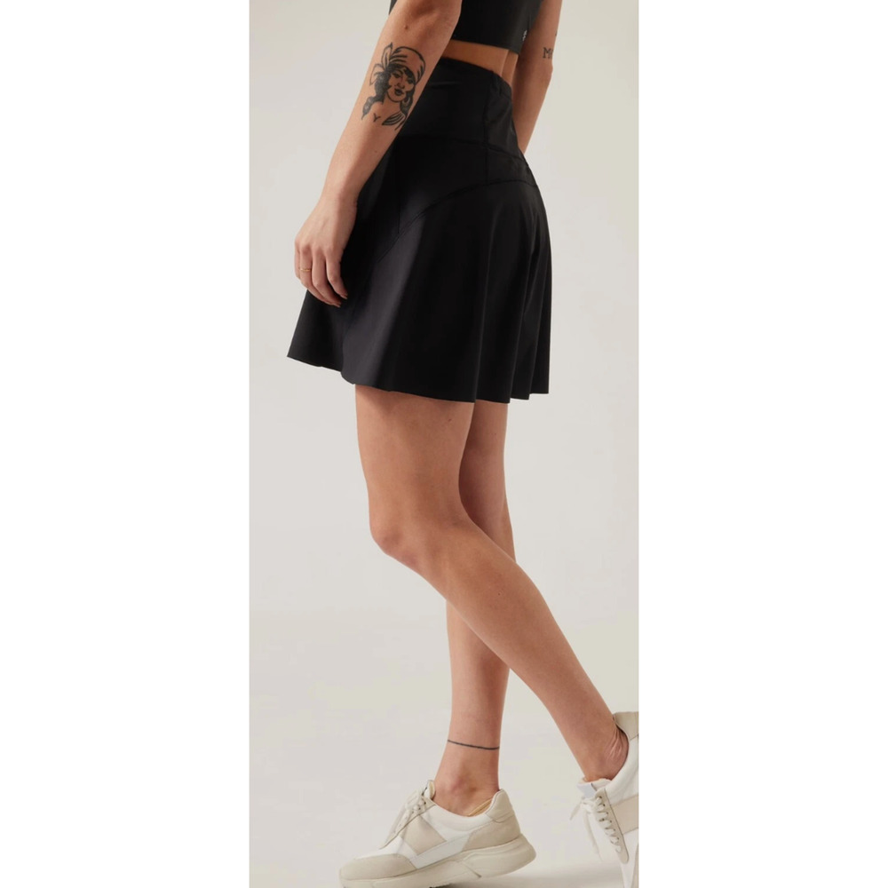 NEW ATHLETA BLACK ACE HIGH RISE 15 1/2 TENNIS SKORT SKIRT 15.5" 657683 SZ XS - Picture 2 of 7